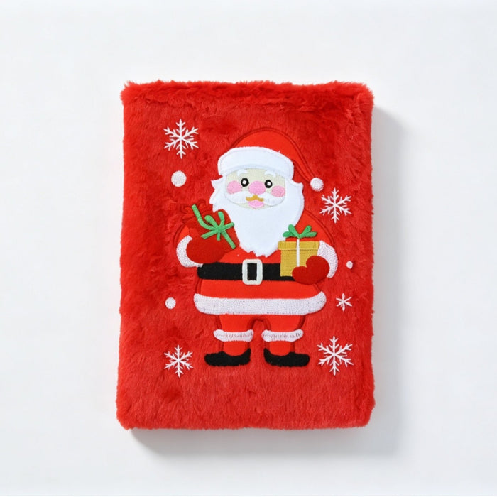 Wholesale Plush Furry Notebook with Embroidery Cute Christmas Design