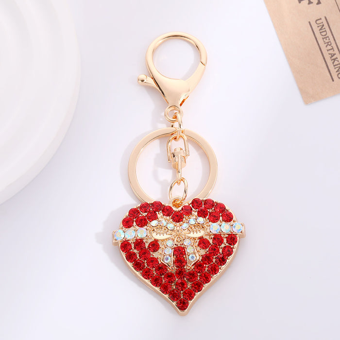 Wholesale Keychain Exquisite Alloy Diamond Bag Pendant Heart Hanging