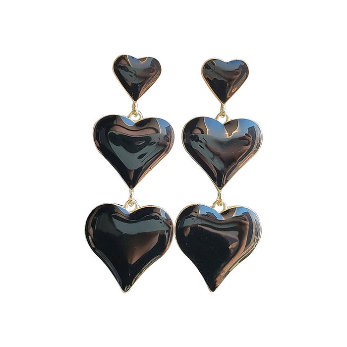 Wholesale New trendy peach heart long earrings, retro oil dripping heart-shaped earrings, silver needle earrings wholesale