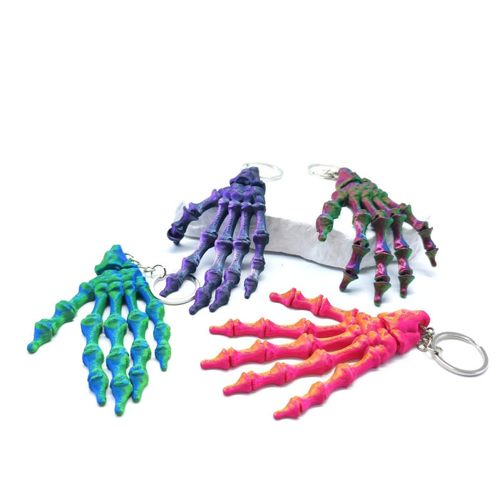 Wholesale 3D Printed PLA Skull Hand Keychain Articulated Joints Fashion Accessory Gift