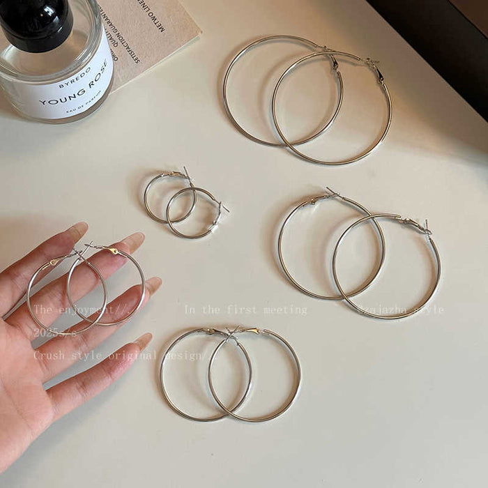 Wholesale Plain Hoop Round Earrings Fashion Temperament Earrings