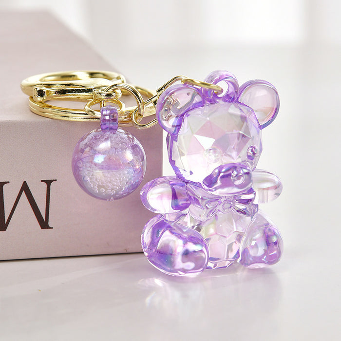 Wholesale Candy Transparent Colorful Little Bear Keychain