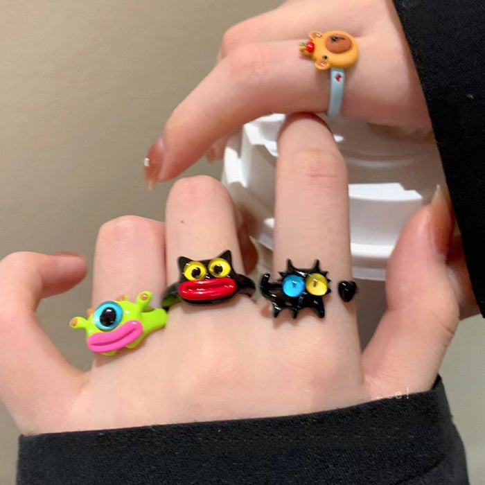 Wholesale Cartoon Drip Oil Opening Ring Personalized Ring