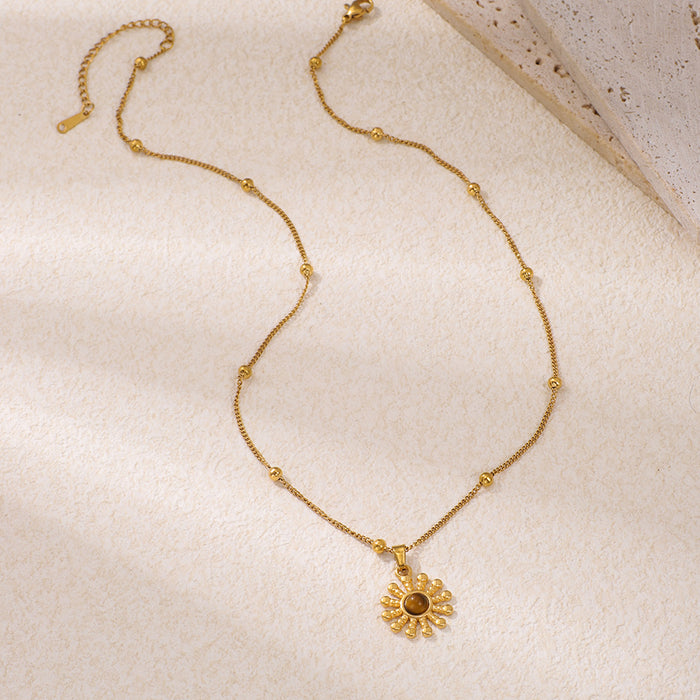 Wholesale Tiger' s Eye 304 Stainless Steel Stainless Steel Clavicle Necklace