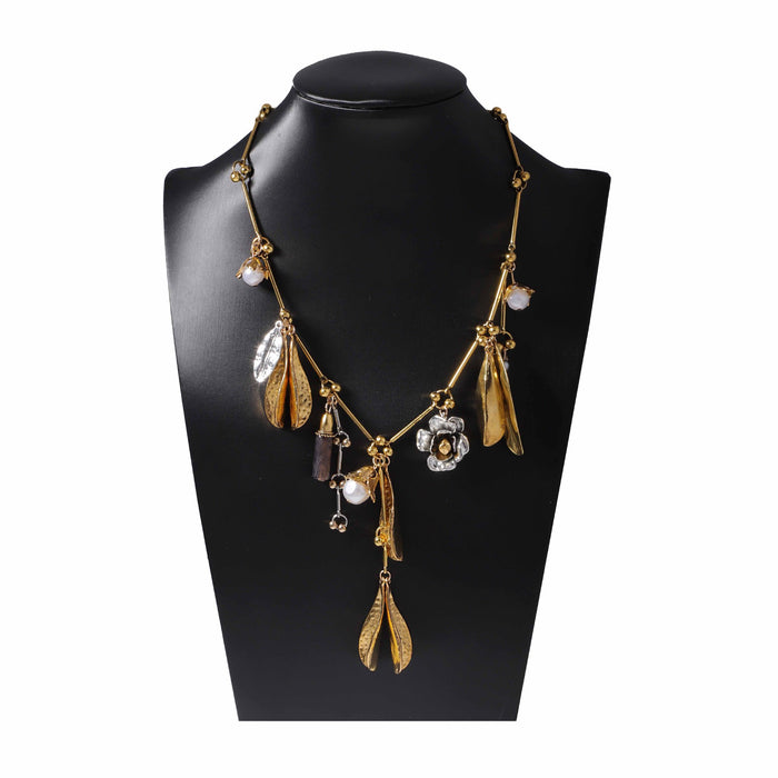 Wholesale personalized retro multi-element alloy leaf pendant necklace casual exaggerated