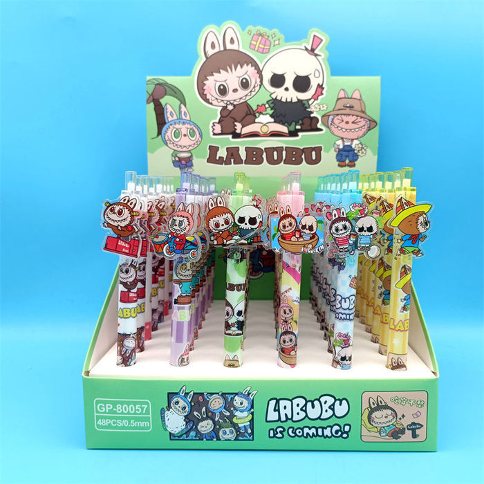 Wholesale 48 pcs Black core 0. 5mm cute cartoon sticker push-button pen