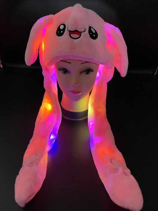 Wholesale Glowing bunny hat with moving ears cute plush warm hat