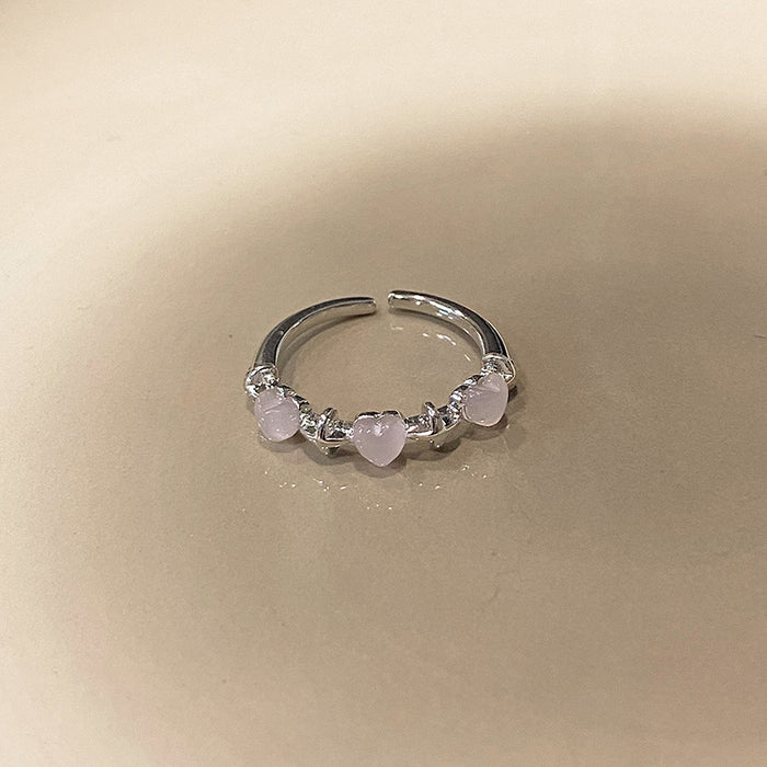 Wholesale Imitation Jade Marrow Butterfly Ring, Rotating Four Leaf Clover Flower Style, Stacked with Finger Ring