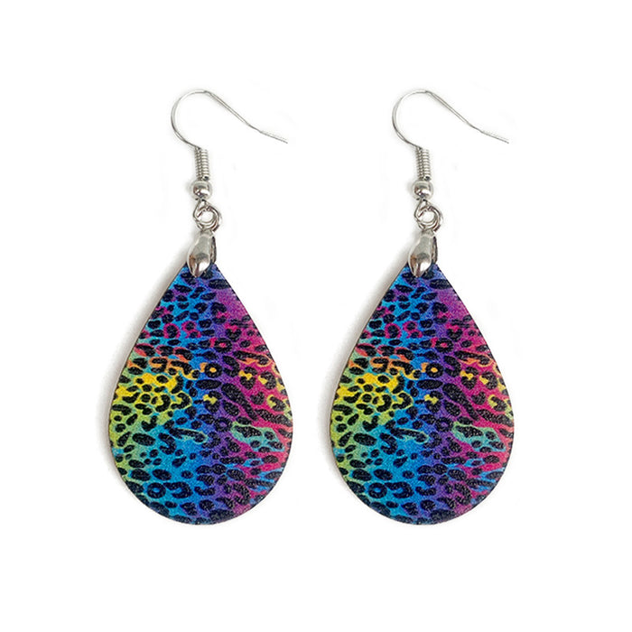 Wholesale Summer Waves Wooden Earrings Imitation Marble Printing Bohemian Lightweight Earrings