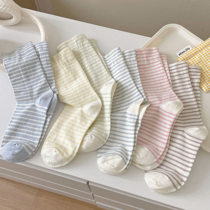 Wholesale Striped socks, mid tube socks, thin and minimalist long socks