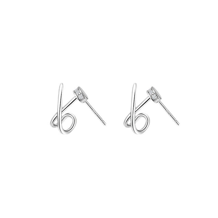 Wholesale Silver needle crossed earrings, light luxury earrings, niche design