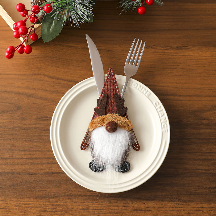 Wholesale Christmas knife and fork set Felt cloth faceless old man knife and fork set Christmas home table decorations