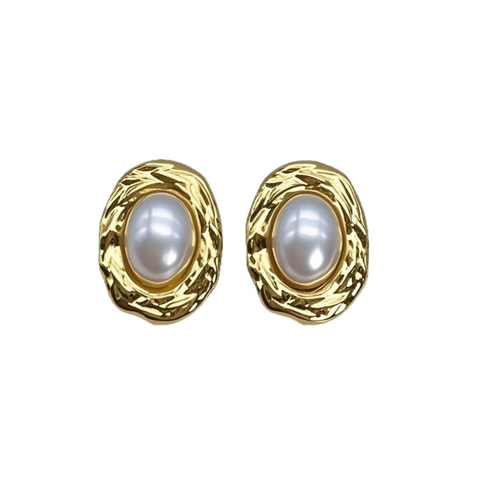 Wholesale Pearl earrings light luxury personality temperament does not fade titanium steel earrings new product