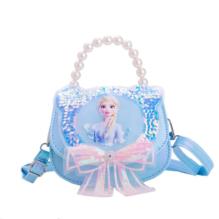 Wholesale Bow sequin bag, heart-shaped diagonal cross bag, hand-held bag