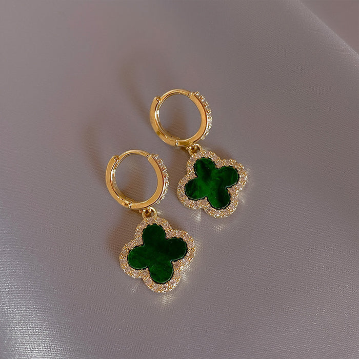 Wholesale Copper Leaf Flower Pendant Earrings JDC-ES-Longt003