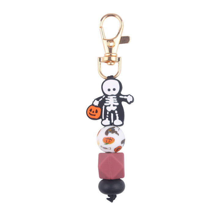 Wholesale Halloween Silicone Bead Keychain JDC-KC-GuangTian038