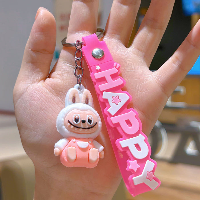 Wholesale Cute cartoon silicone keychain with cute little monster keychain for sweatshirt