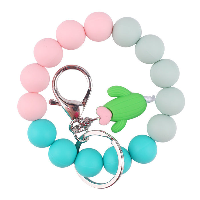 Wholesale Cartoon Animal Keychain Handmade Beaded Bracelet Key Ring