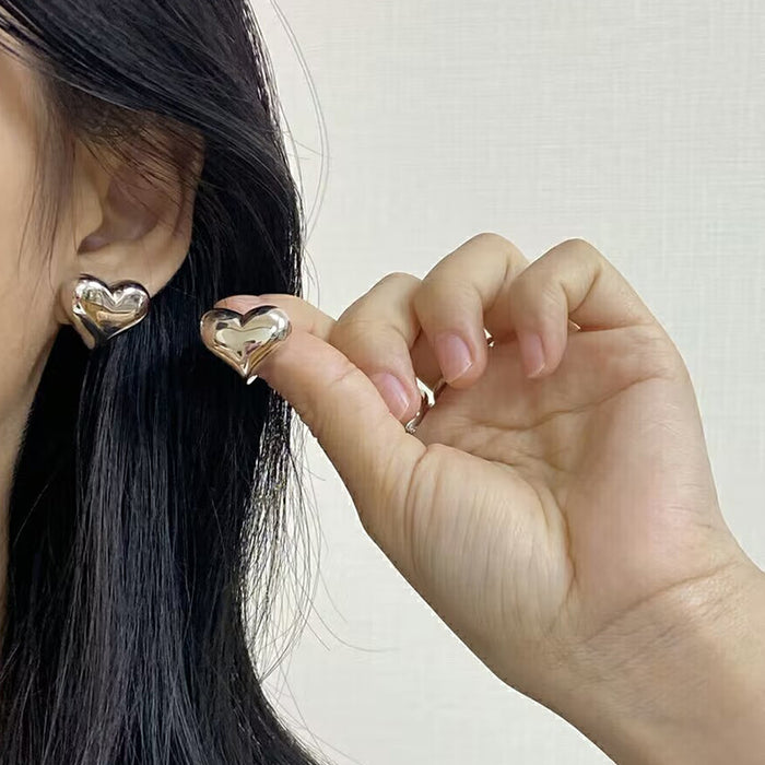 Wholesale S925 Silver Needle Heart Shaped Earrings Gold Plated Cherry Blossom Earrings