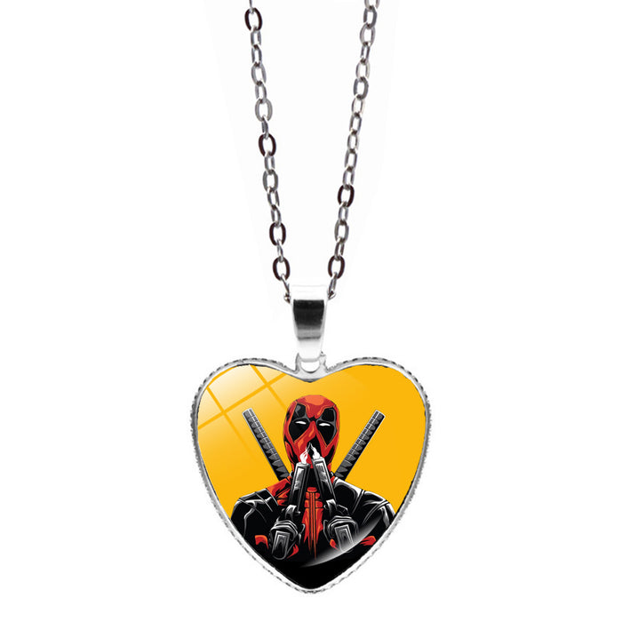 Wholesale Marvel Deadpool Wolverine Love Necklace Jewelry Women Deadpool Wolverine Heart Pendant Sweater Chain JDC-NE-JY003