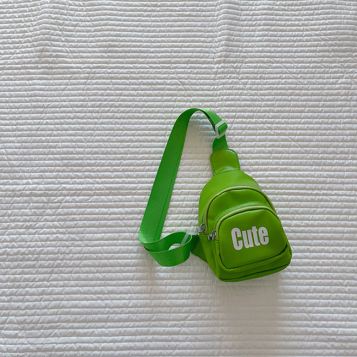 Wholesale Children's bag, letter PU chest bag, contrasting crossbody bag, lightweight backpack