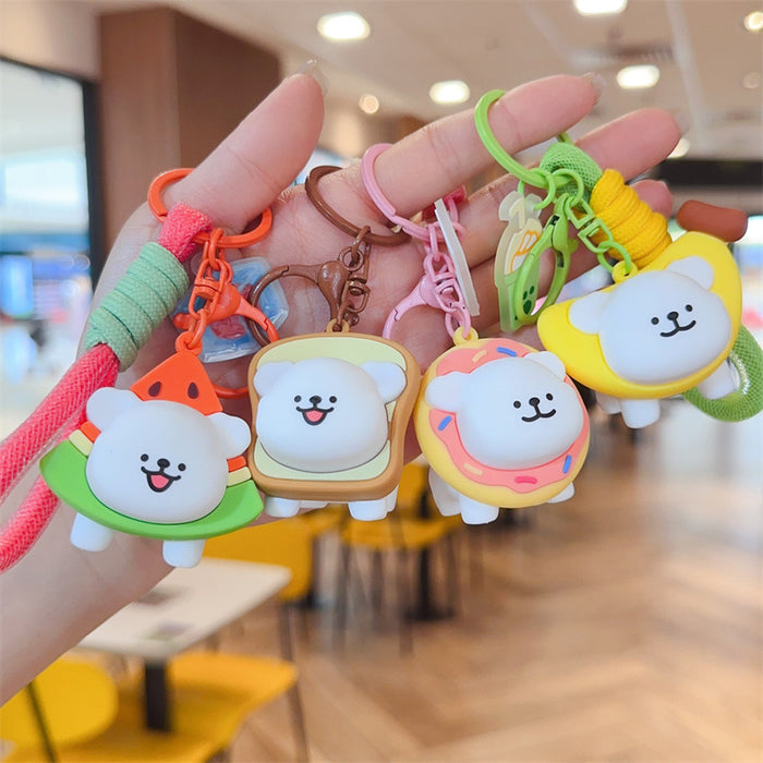 Wholesale Cute puppy keychain cartoon puppy schoolbag hanging price car keychain claw machine small gift