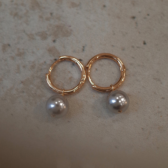 Wholesale Pearl earrings, feminine temperament, high-end feel, circle earrings, buckle earrings