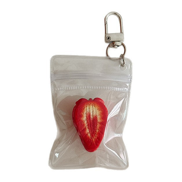 Wholesale Pastoral Resin Half Cut Strawberry Watermelon Orange Keychain Bag Charm Stylish Fashion Accessory