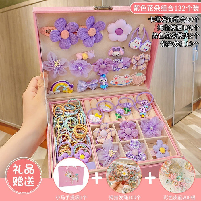 Wholesale Children' s New Headwear Girl Birthday Gift Jewelry Box Princess Girl Hair Accessories Set Gift Box Baby Hair Clip
