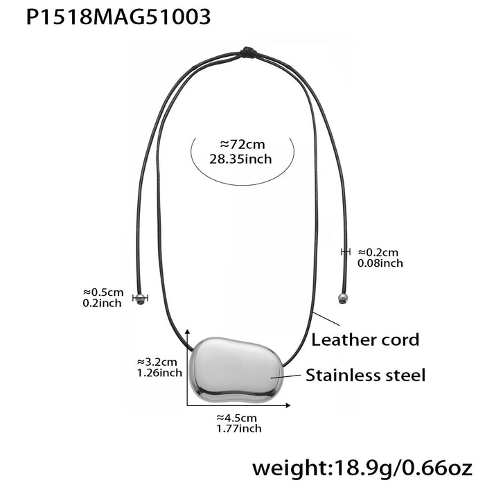 Wholesale Heart-shaped leather cord long irregular geometric pendant sweater chain niche stainless steel necklace