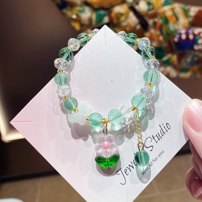Wholesale Trendy Girls Flower Glass Beaded Bracelet Travel Souvenir Jewelry Accessory MOQ≥3