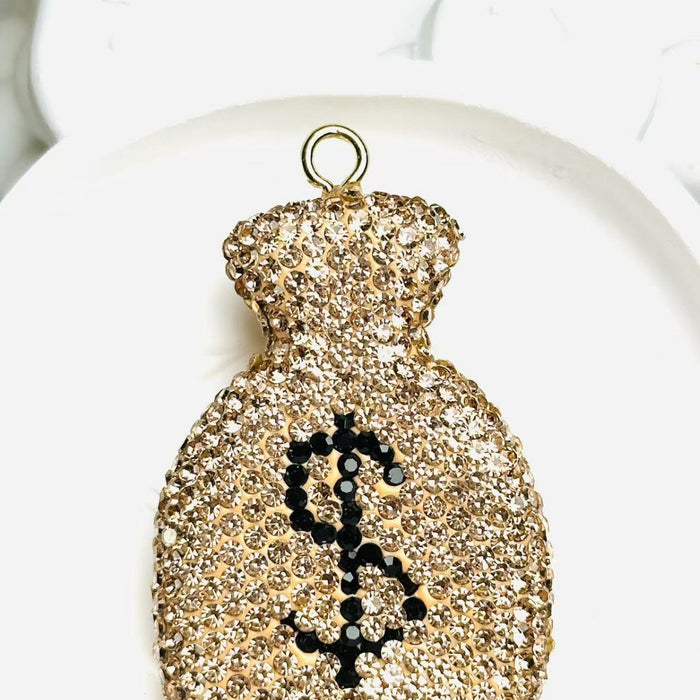 Wholesale New Diamond Inlaid Money Bag Keychain Accessories Car Pendant Diamond Inlaid Apple shaped Jewelry Accessories DIY Jewelry