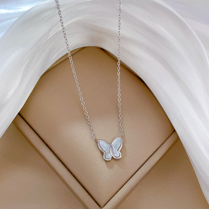 Wholesale Shell Butterfly Titanium Steel Necklace JDC-NE-LiGe006