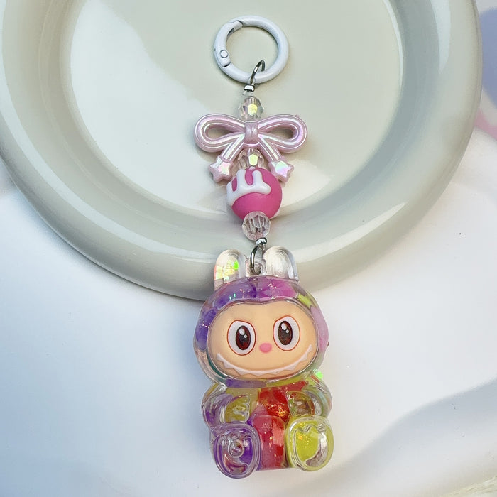 Wholesale Acrylic Cloth Quicksand Keychain Luminous Flash Cute Doll Bag Pendant Gift Keychain