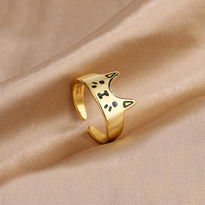 Wholesale Cute Cartoon Gel Dropping Cat Ring Sweet Niche