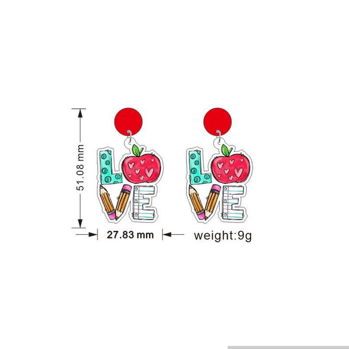 Wholesale Earrings Acrylic Teacher's Day Apple Rainbow JDC-ES-Xuep063