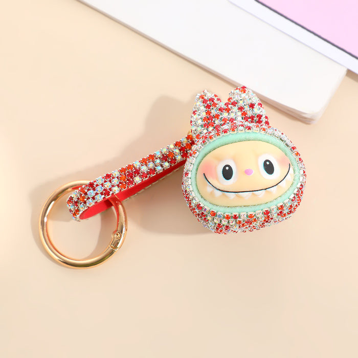 Wholesale DIY rhinestone cartoon doll keychain  Q-version toy key ring