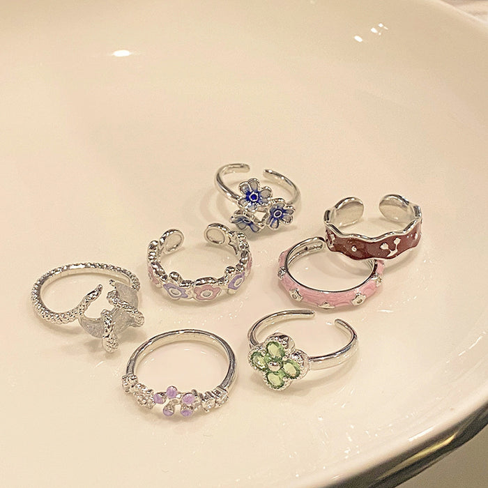 Wholesale Simple geometric flower ring, niche design, versatile ring bracelet