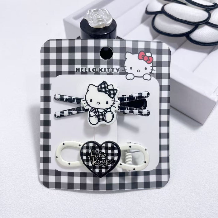 Wholesale Classic black and white checkered minimalist and cute hair clip side clip series