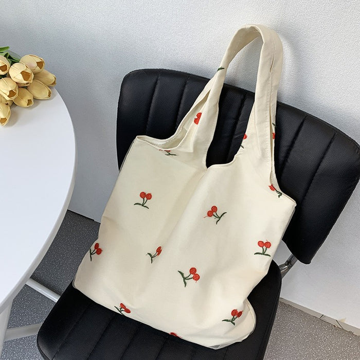 Wholesale Lazy style canvas bag, butterfly shoulder tote bag, large capacity handheld tote bag