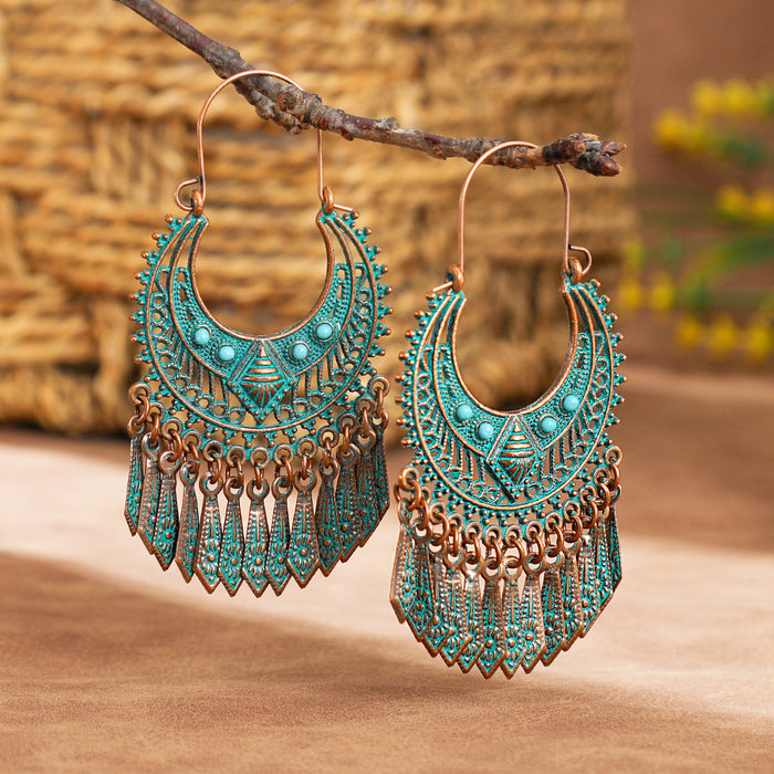 Wholesale Bohemian Geometric Tassel Earrings Set - Zinc Alloy Electroplated Boutique Resale Jewelry