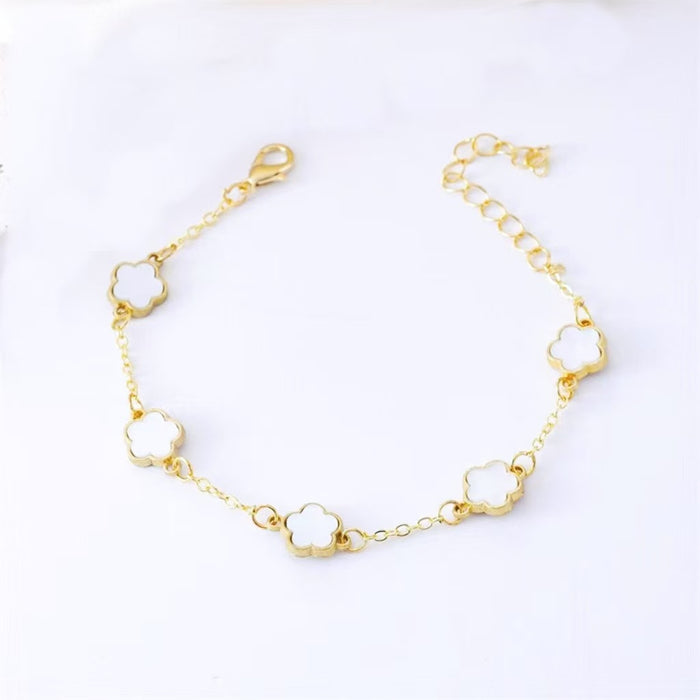 Wholesale Four Leaf Lucky Alhambra Series Gold Red Five Flower Bracelet