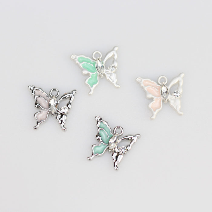 Wholesale Butterfly pendant alloy multi-color oil drop pendant bracelet necklace accessories DIY jewelry accessories