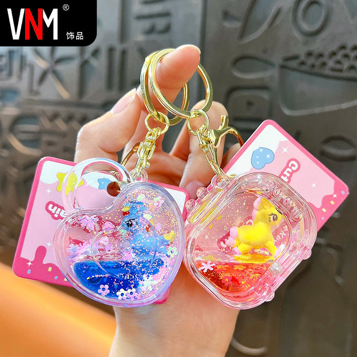 Wholesale Liquid-Filled Unicorn Quicksand Keychain