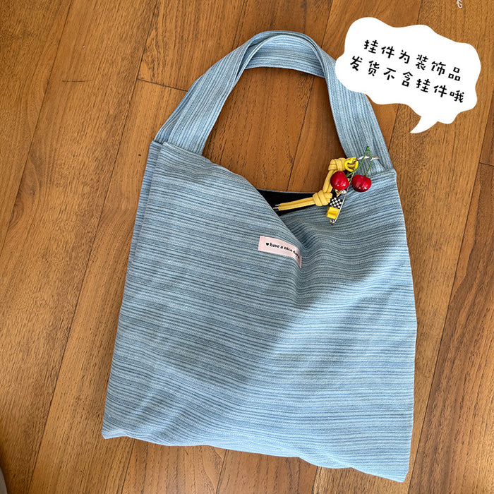 Wholesale Striped denim shoulder bag, commuting portable shopping bag