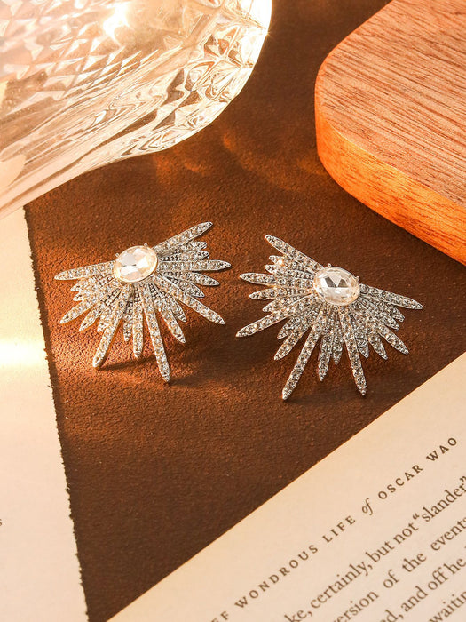 Wholesale Wings Full of Diamond Earrings Exaggerated Shining Star Earrings 925 Women's Earrings