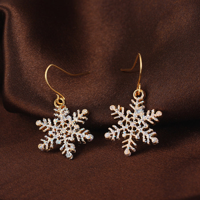 Wholesale Christmas Earrings Jewelry Alloy Pendant Hollow Snowflake Earrings