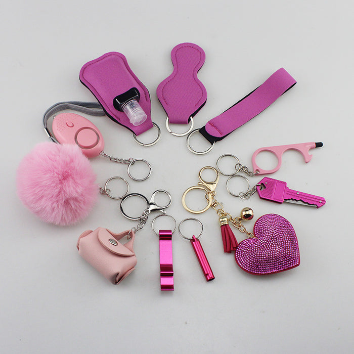 Wholesale Hair Ball Diamond Love Multifunctional DIY 11-piece Keychain JDC-KC-TouMS049