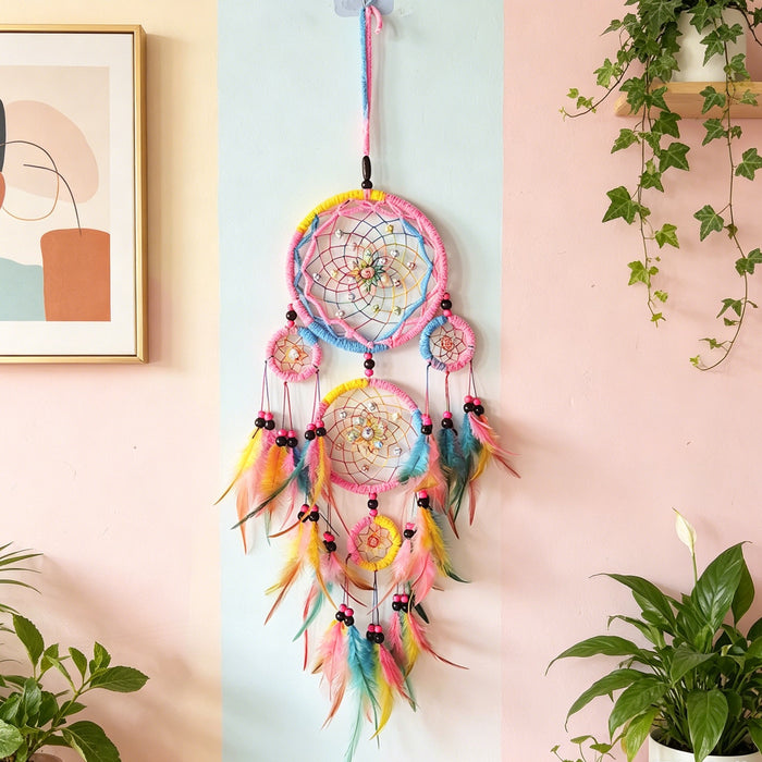 Wholesale Handwoven Iron Dreamcatcher with Feathers Boho Decorative Hanging Ornament