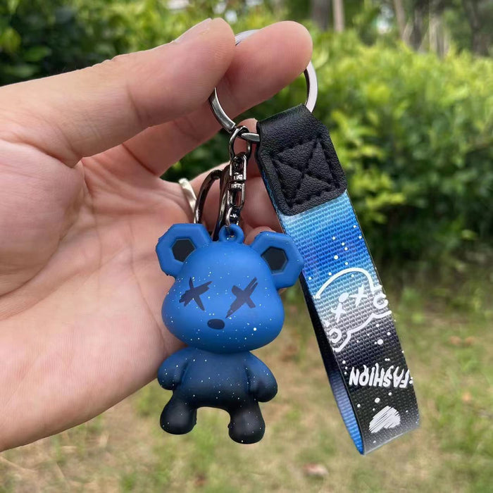 Wholesale  Cute Cartoon Silicone Bear Keychain Couple Doll Small Pendant Car Key Chain